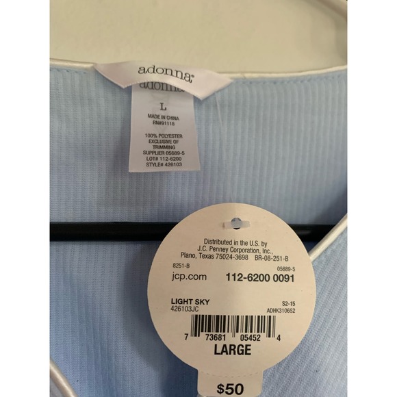 Adonna Button Front Long Sleeve Blue NWT Women's Large Pocket Robe Soft - Picture 3 of 6